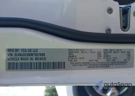 2021 Jeep Compass Limited 4X4 from USA, damaged, VIN 3C4NJDCB8MT557609